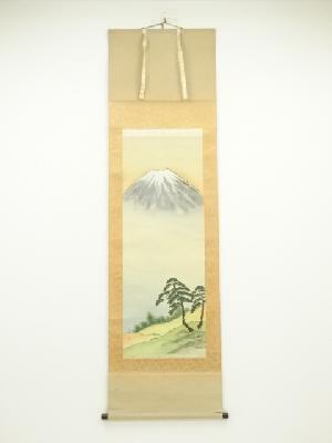 英山筆　富士　肉筆絹本掛軸（保護箱）